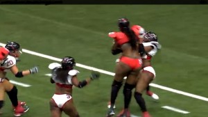 Lingerie Football League Players Runs Over Another Player For A Touchdown Lingerie Football League Players Runs Over Another Player For A Touchdown